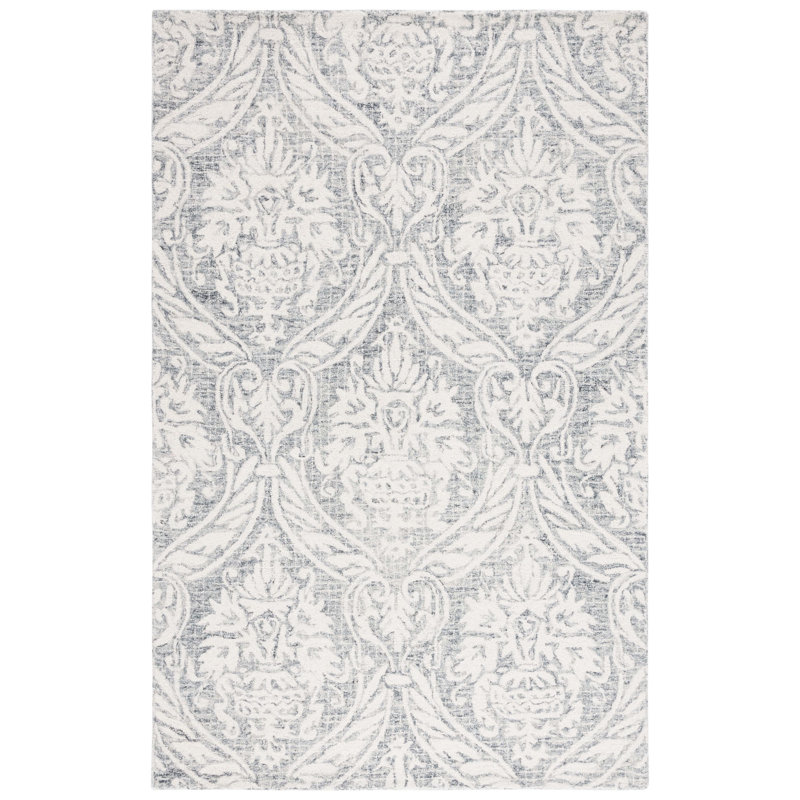Tapis abstrait ivoire / gris Ladwige 204, Rectangle de 5 pi x 8 pi
