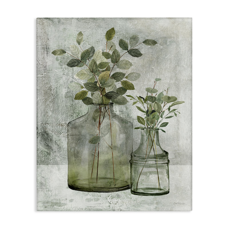 Plant Botanical Bunches Country Vase Potted Plant Painting Oversized Stretched Canvas Wall Art by Carol Robinson