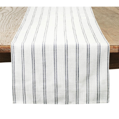 Beige-white Modern Striped Linen Blend Table Runner