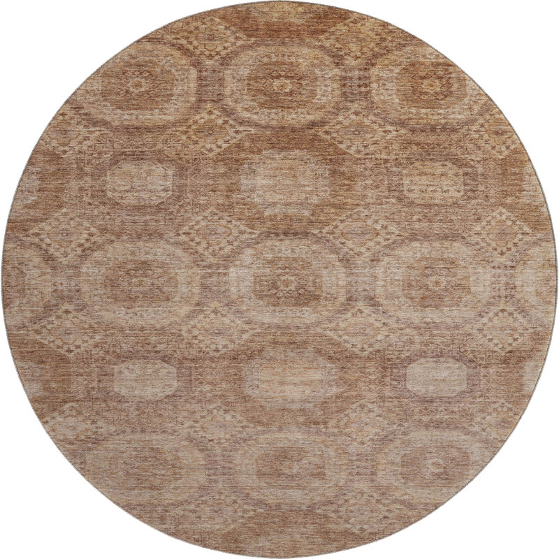 Premium Machine Washable Alaina AMF1925 Panels Rug, Round 8'