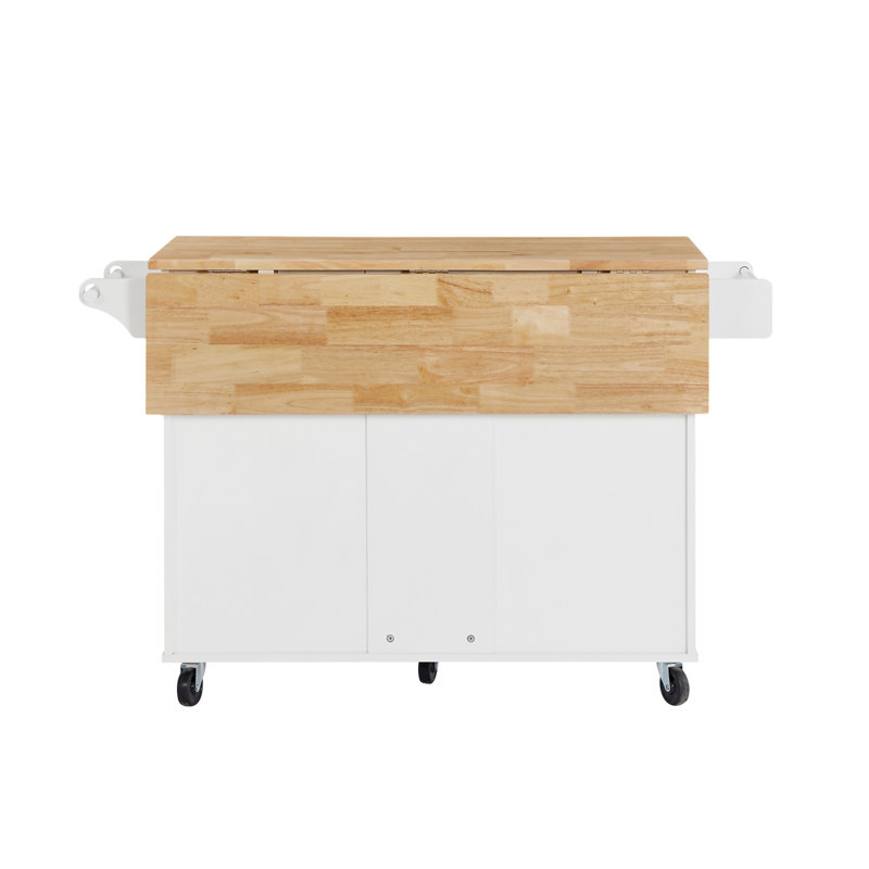 Kitchen Island With Drop Leaf Countertop(No Include Stool), White
