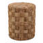 Tabouret de salon rond en fibre de banane tissée à la main, sans dossier - Assise texturée au design compact, idéale pour la coiffeuse - 45,7 cm, marron