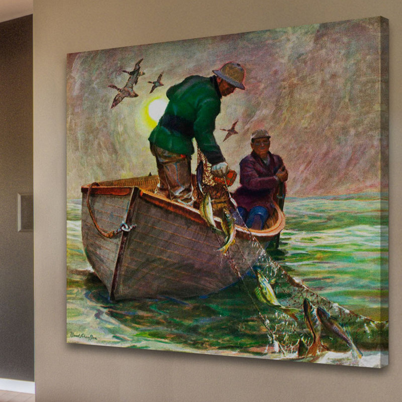 «Fishing with Nets» par Mead Schaeffer, reproduction d'art sur toile tendue, H 18 po x l 18 po x P 1,5 po