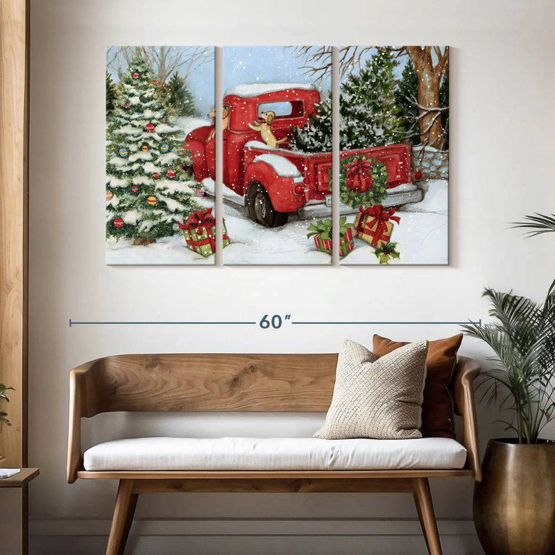 Camion rouge, H 32 po x l 50 po