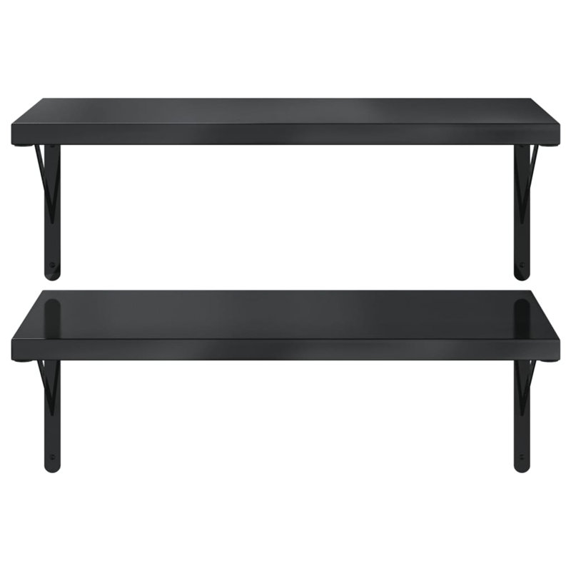 Antavion Stainless Steel Bracket Shelf, Black, 3cm H x 75cm W x 40cm