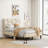 Size Bed Frame With Storage Headboard, Metal Platform Bed No Noise, Mattress Foundation Strong Metal Slats Support No Box Spring Needed-1175975189