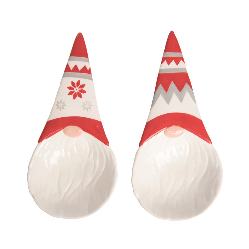  Ensemble de 2 décorations de Noël en céramique pour cuillère à gnome de Noël en résine
