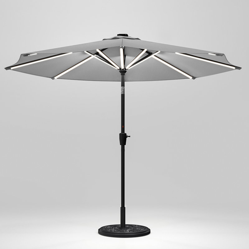 Aison 3m Traditional Parasol with LED Light, Light Grey