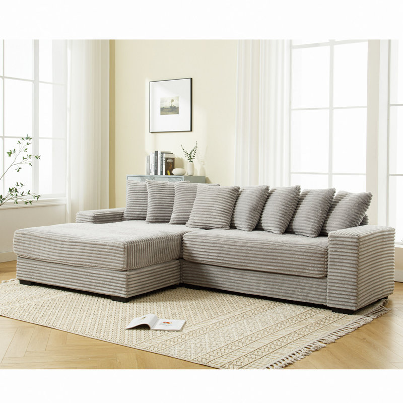 Zinia Upholstered 111'' Sofa & Chaise, Gray