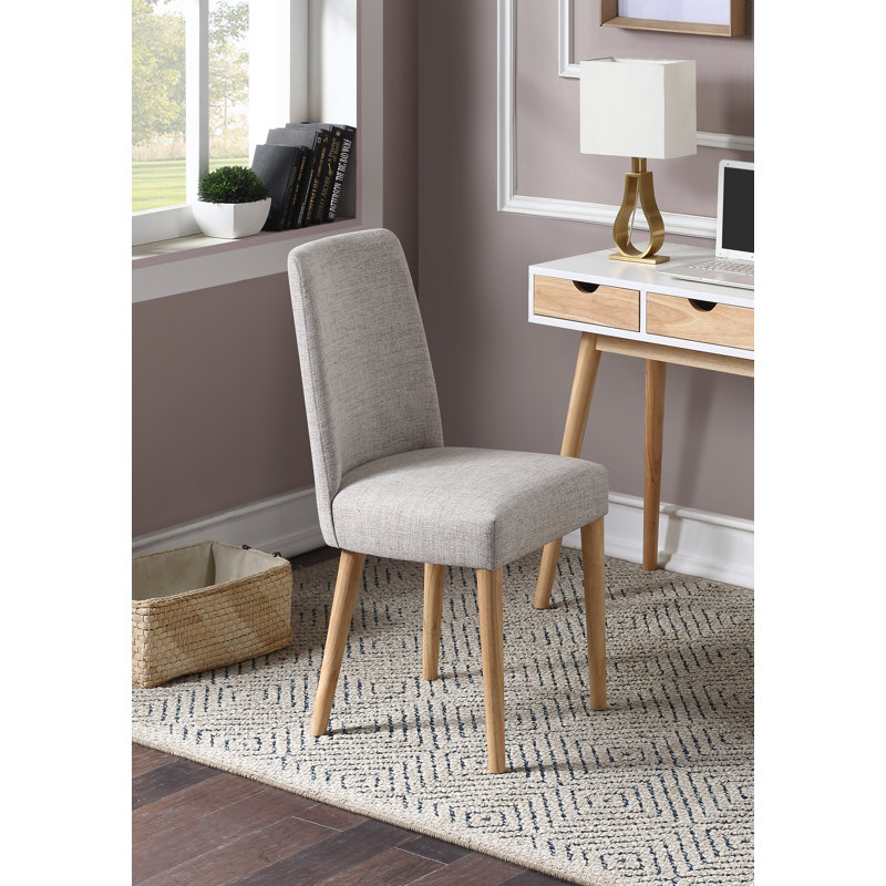 Gray Upholstered Accent Chair with Natural Wood Legs