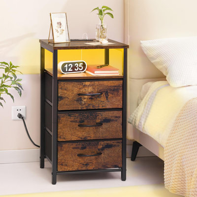 Jameire Night Stand with Charging Station