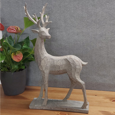 Conrad DEER 46cm Carved Wood Effect