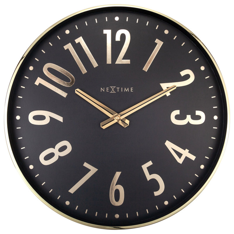 Metal Wall Clock, Black/Gold