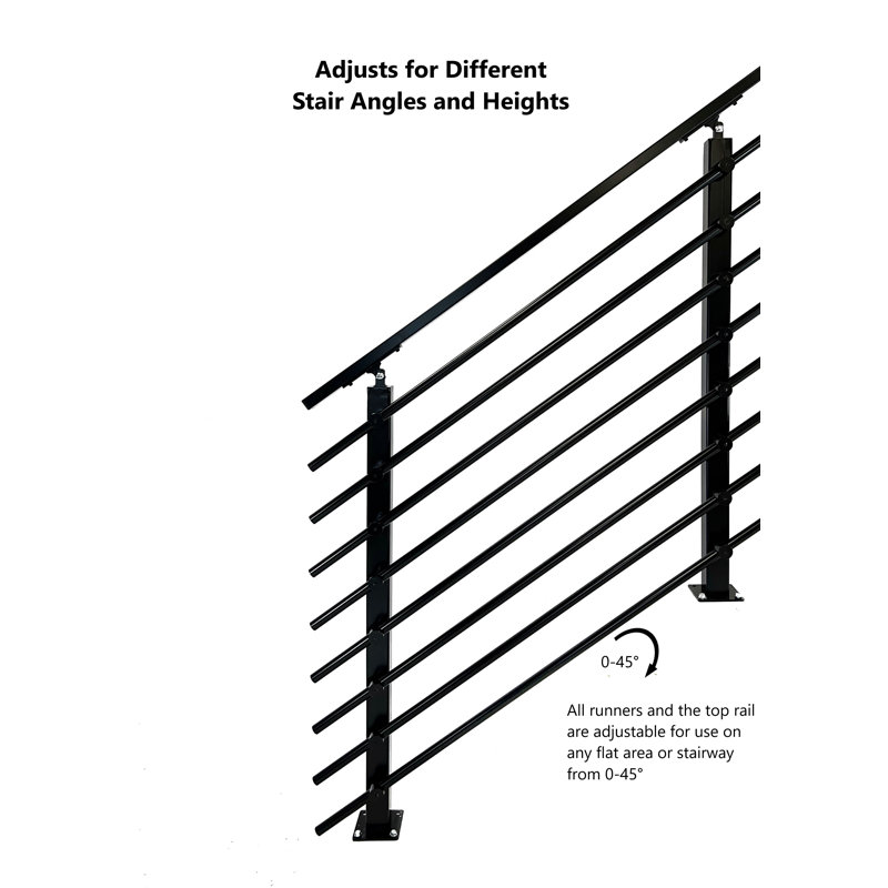 Modern Black Powder Coated Stainless Steel Adjustable Railing System