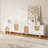 78.7'' W Beige Storage Tv Stand Solid Wood Cabinet For Living Room Five Legs