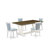 5-Pc Kitchen Dining Table Set Includes a Distressed Jacobean Wooden Table and 4 Dark Gotham Grey Linen Fabric Mid Century Chairs with High Back - Wire Brushed Black Finish-85692388-130066747-85692385