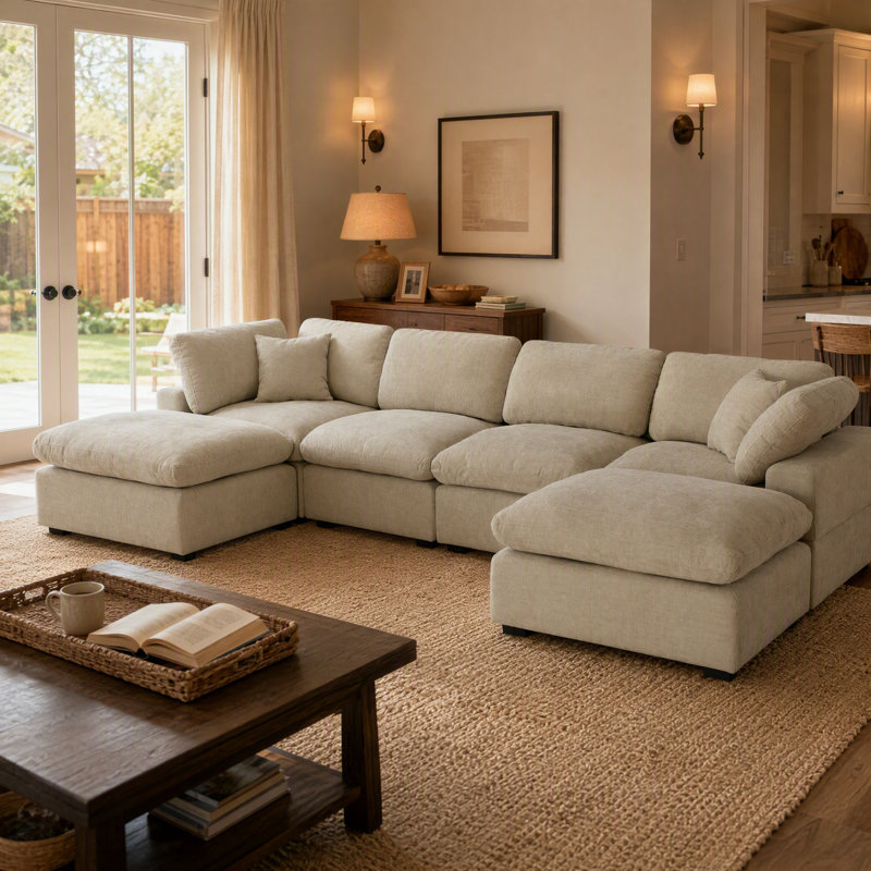 Canapé modulaire réversible 6 pièces 6 pièces, Taupe clair