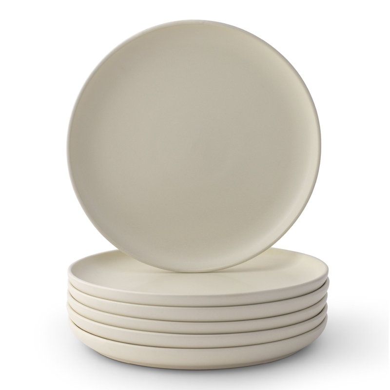 Matte Linen Ceramic 10.5" Dinner Plates Set of 6