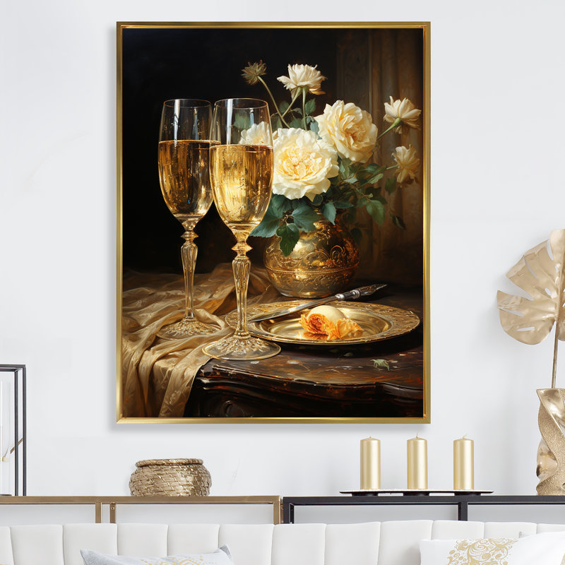 " Elegant Moments I ", 32" H x 24" W x 1" D, Gold Floater Framed