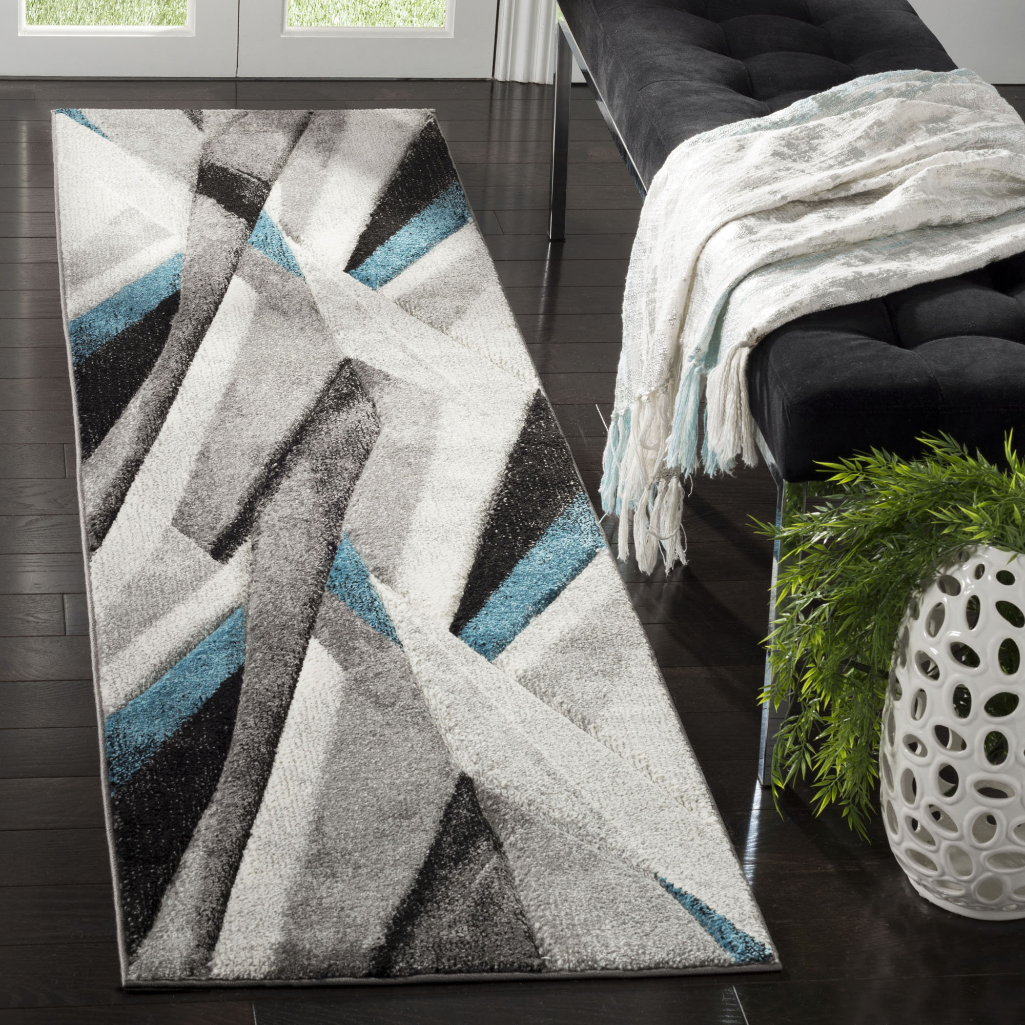 Orren Ellis Vilica Abstract Gray/Teal Area Rug & Reviews Wayfair