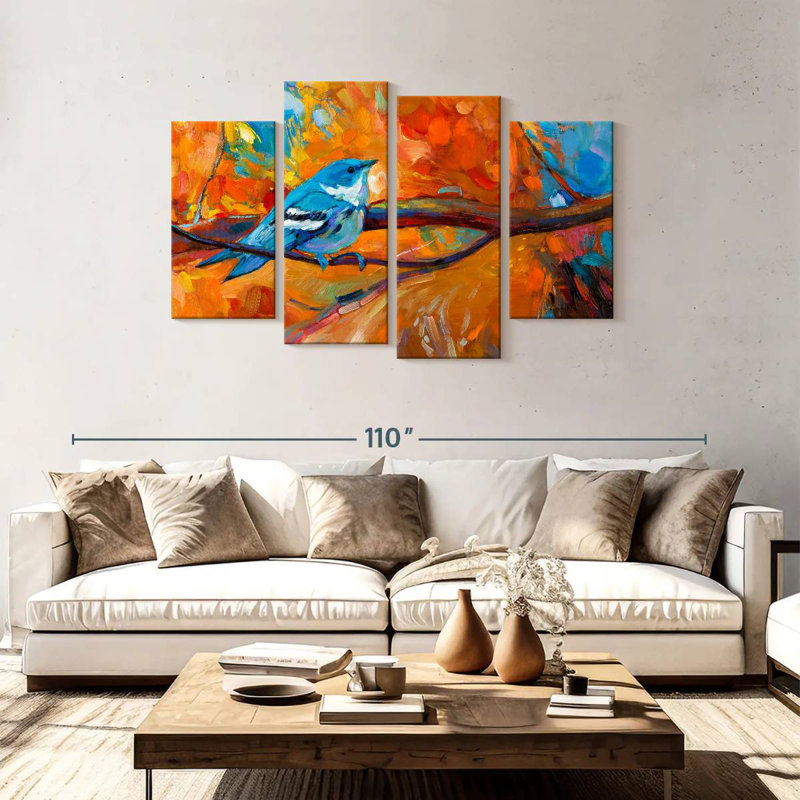 Brampt Bluebird In Autumn, 48"H x 75"W