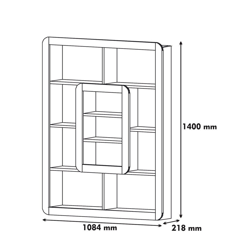Rawson Bookcase, White/Walnut