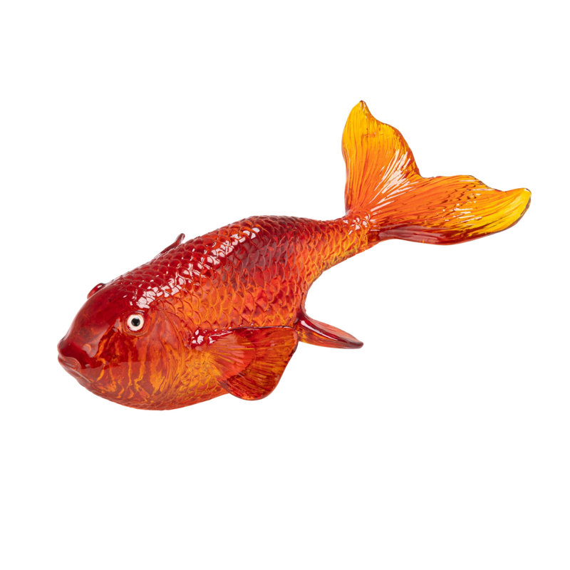 Figurine poisson rouge transparent en résine