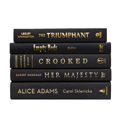 Decorative Books - Onyx & Gold Book Stack - 5 Black Books