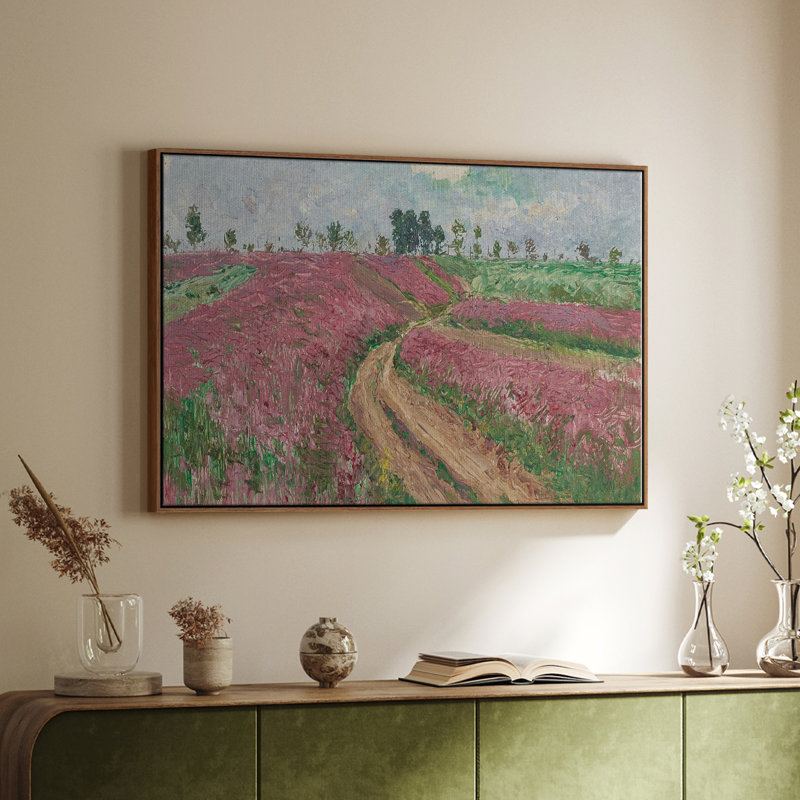 Paysage rétro - CCCLXV, Toile encadrée noyer flottant, H 27 po x l 41 po x P 2 po