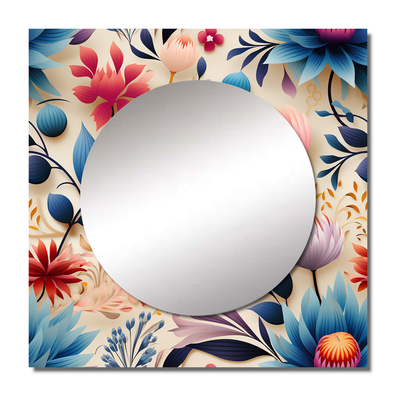Miroir marocain à motif botanique, 23 po x 23 po