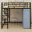 Loft Metal Bed With Desk,Shelves,Power Outlet,LED Light And Wardrobe-1508671012-1508671010