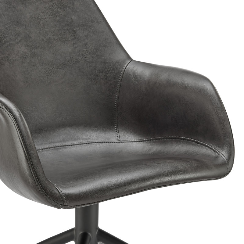 Chaise de salle à manger pivotante grise et noire en similicuir