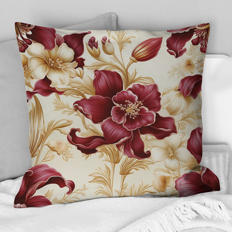 Coussin décoratif à motif floral Royal Victorian Flourish Victorian I, H 18 po x l 18 po