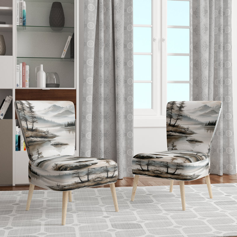 Chaise d'appoint Lake Mountains - Chaise d'appoint Summer Calm Mountain Peaks Reflection, Side Chair Armless
