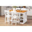 Ensemble de table de salle à manger à hauteur de comptoir en bois massif 60 po x l 30 po avec tablettes de rangement à 3 niveaux et chaises rembourrées pour 4, 5 pièces-272232192-272232198