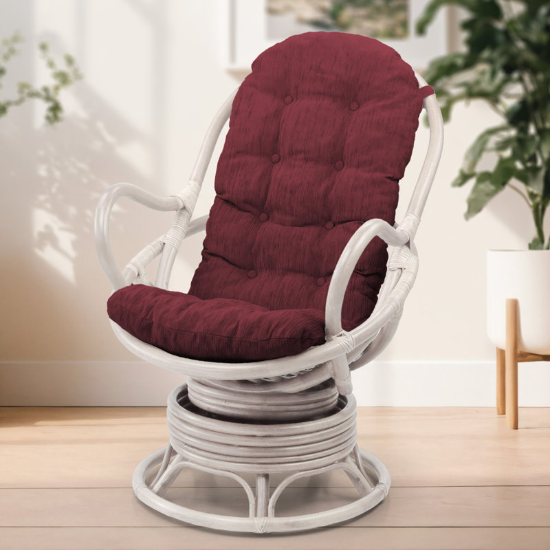 Fauteuil d'appoint pivotant en rotin Melbourne, Marron foncé, Blanc