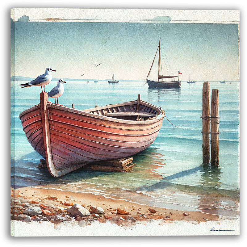 «Timeless Seaside Rest», reproduction d'art sur toile tendue, H 12 po x l 12 po x P 1 po
