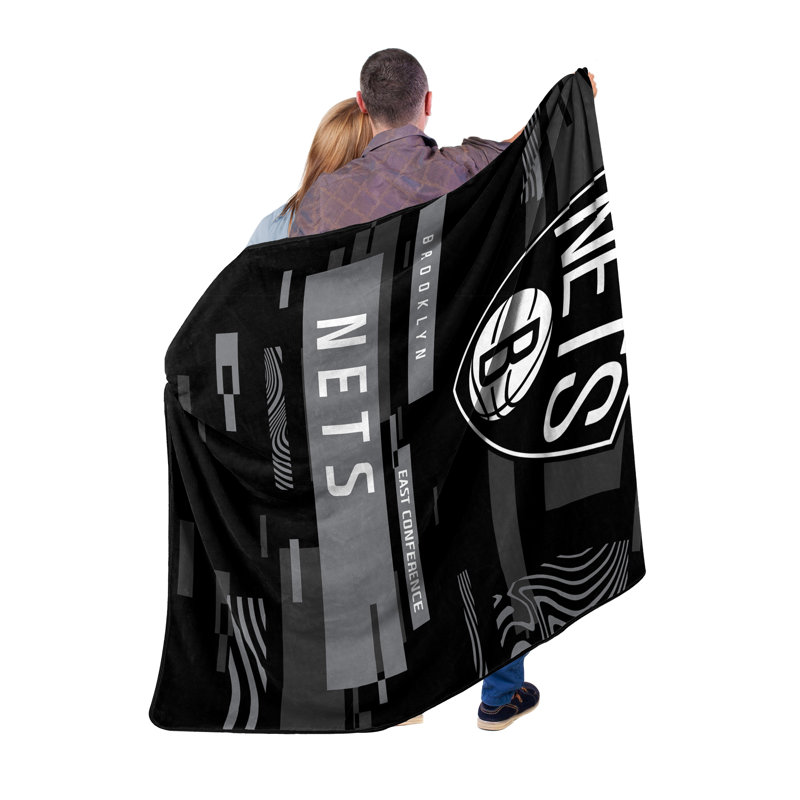 Throw Blanket, Black/Gray, Brooklyn Nets