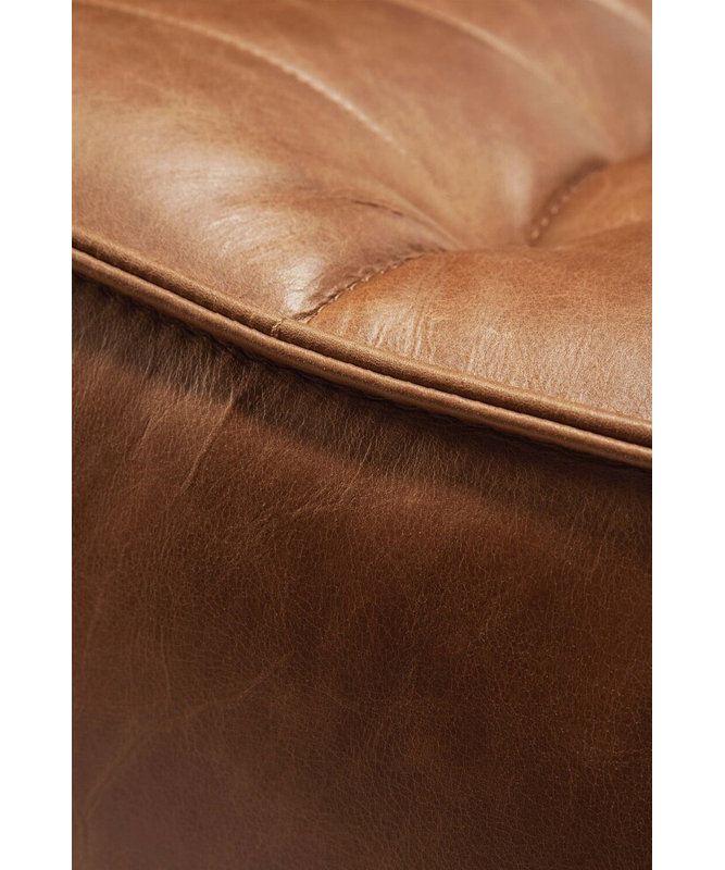 N701 Square Leather Ottoman, Old Saddle