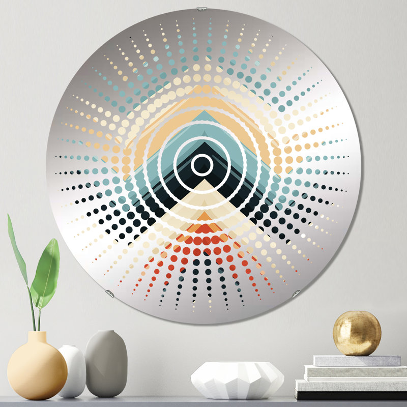 Miroir mural rétro avec motif de chevrons, 23,6 po x 23,6 po