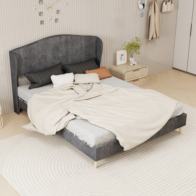 Lit tapissier luxueux, Grey, Queen