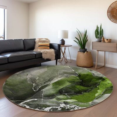 Premium Machine Washable Cerrito AMF503 Green Rug