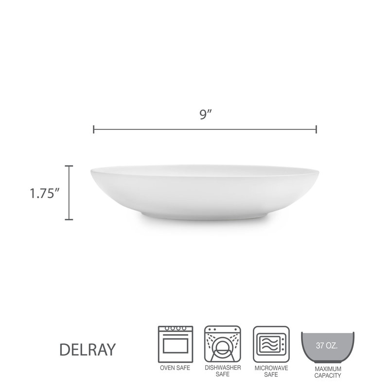 Mikasa Delray Bone China Pasta Bowl, 9-Inch, White