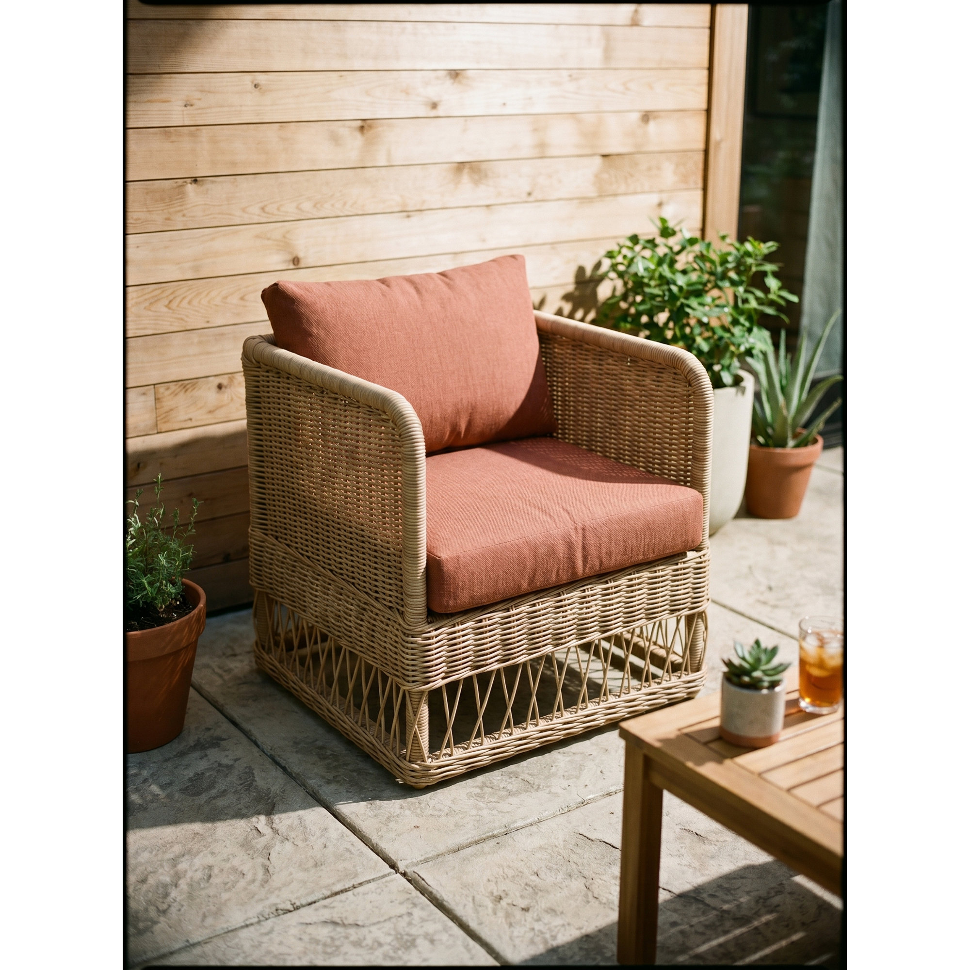 Margot Pebble Outdoor Patio Club Chairs, Play Adobe, Brown