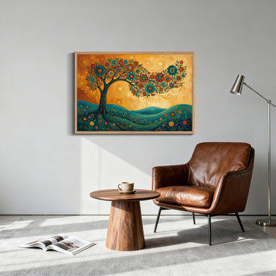 Art mural sur toile tourbillonnant sur fond orange et bleu sarcelle