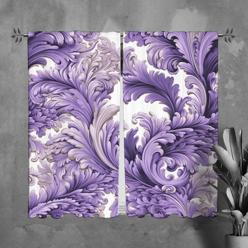 Rideaux Acanthus - rideaux méditerranéen - mauve; argent, L 20 po x L 61 po