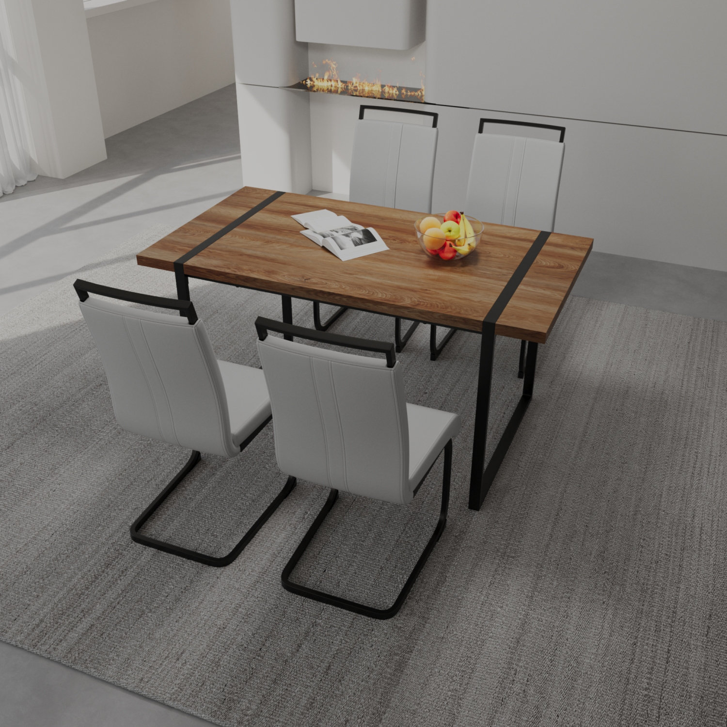 Latitude Run® 59 " Dining Table Rural Industrial Rectangular MDF Wood ...