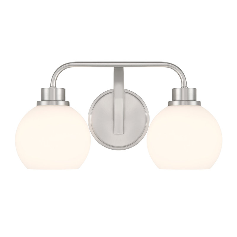 Volnak 2-Light Bathroom Vanity Light in Brushed Nickel, Brushed Nickel