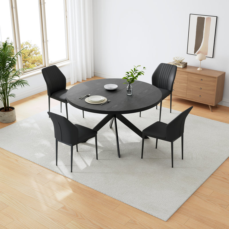 Ensemble de table de salle à manger 5 pièces avec 4 chaises modernes, Noir