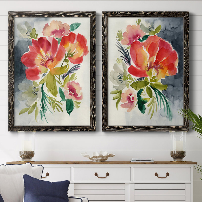Twilight Brights I - ensemble de 2 peintures sur toile encadrées, H 37,5 po x l 55 po x P 1,5 po, Toile avec cadre noir